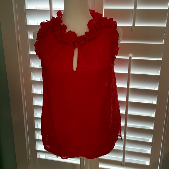 J.Crew women orange sleeveless top with button neck size small - Picture 3 of 5